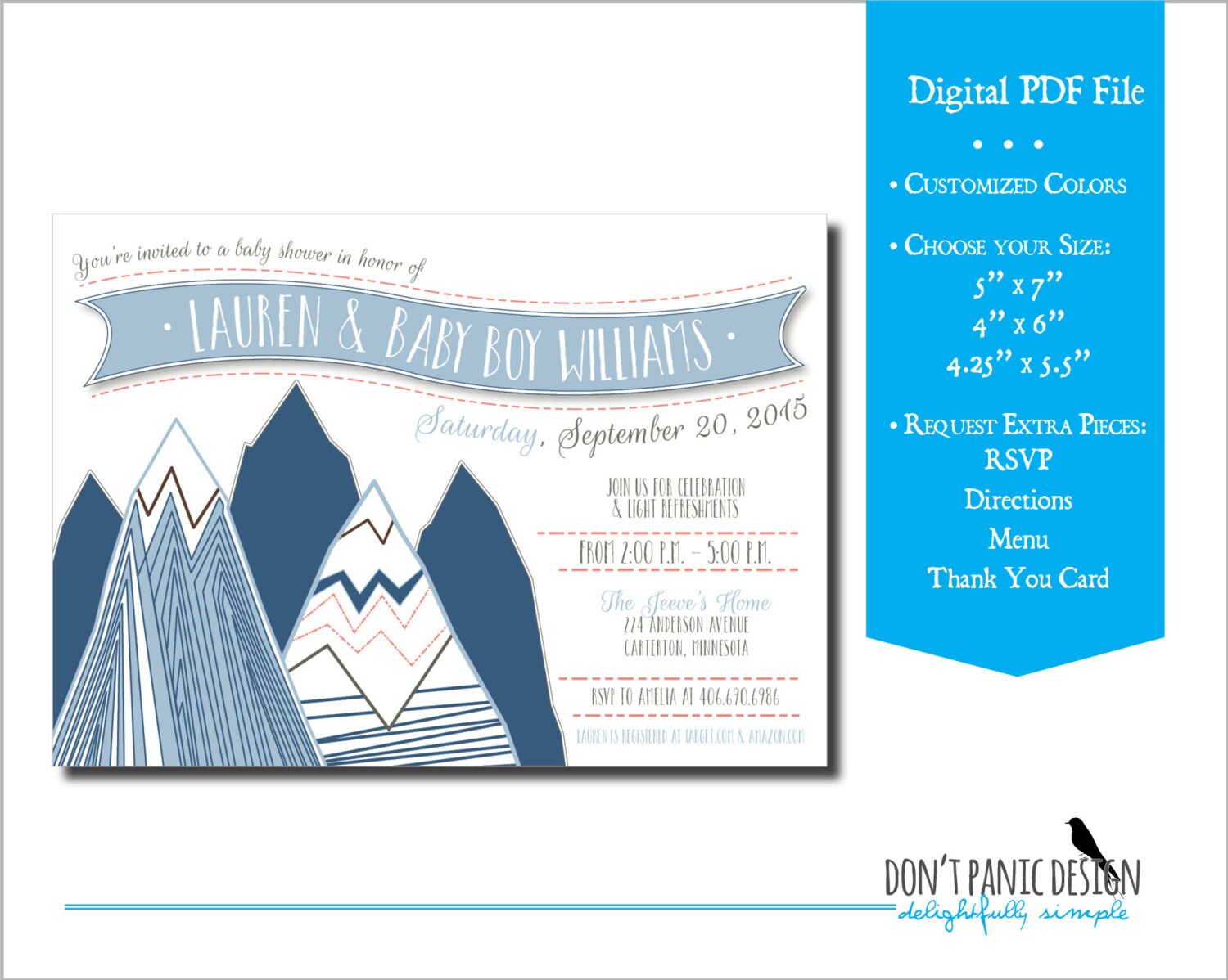 Printable Mountain Baby Shower Invitation Adventure Baby - Etsy