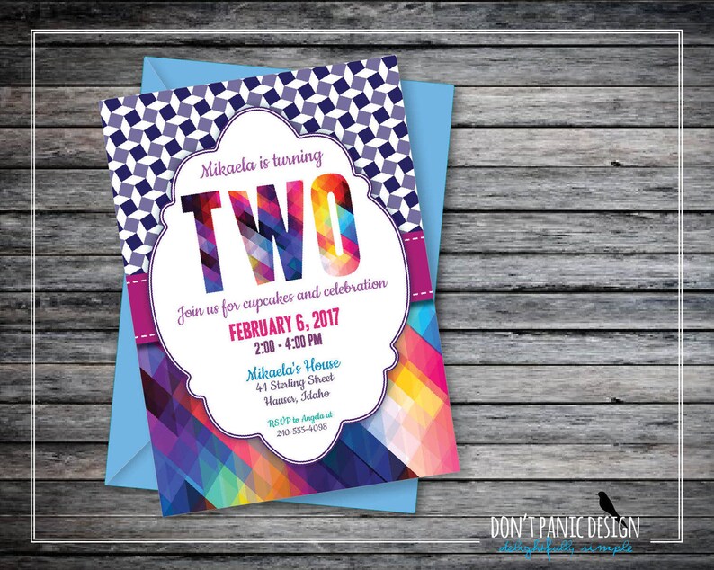 Kid's Printable Birthday Invitation Two Year Old Etsy