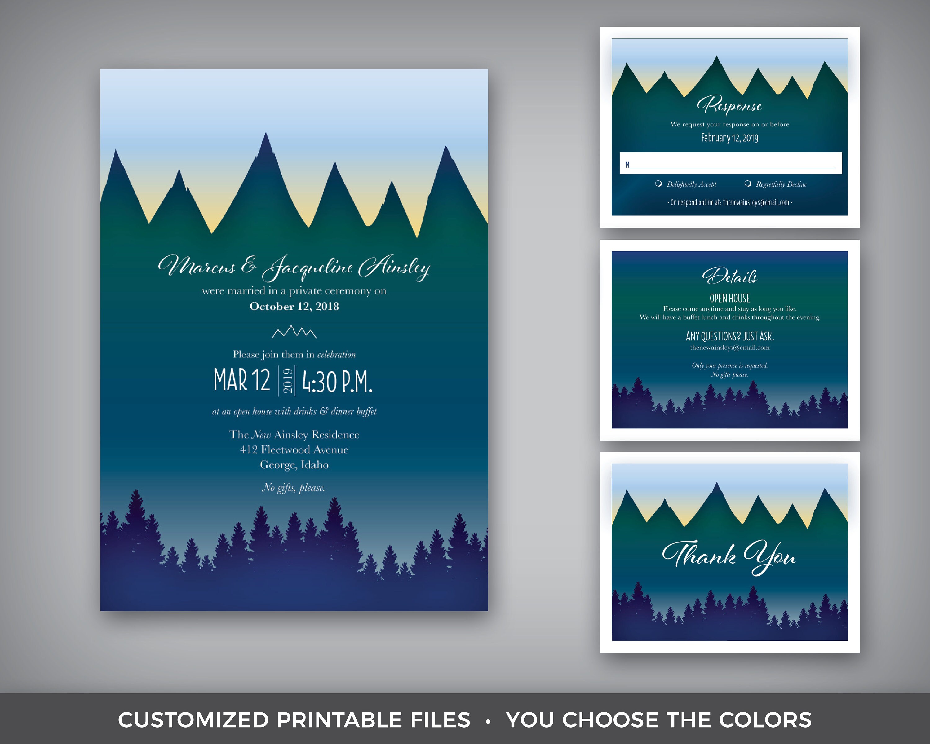 Printable Mountain Wedding Invitation Nature Wedding | Etsy