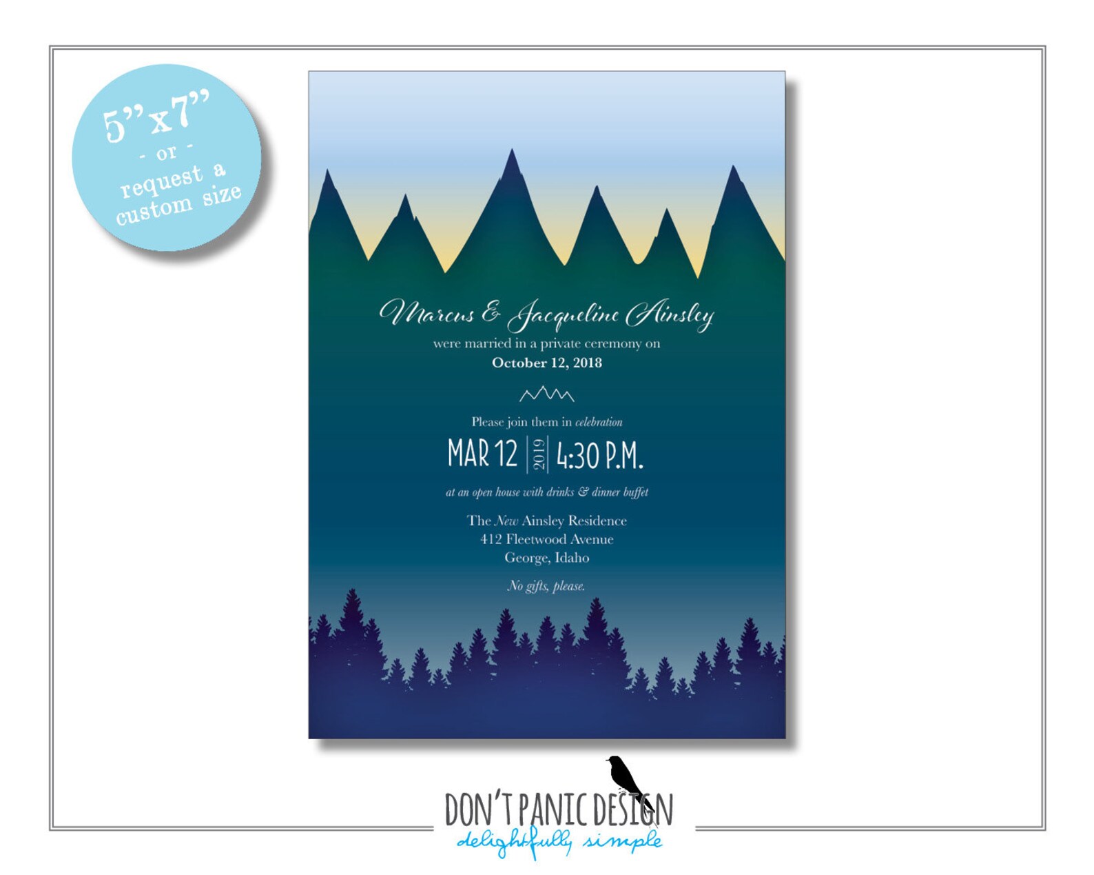Printable Mountain Wedding Invitation Nature Wedding - Etsy