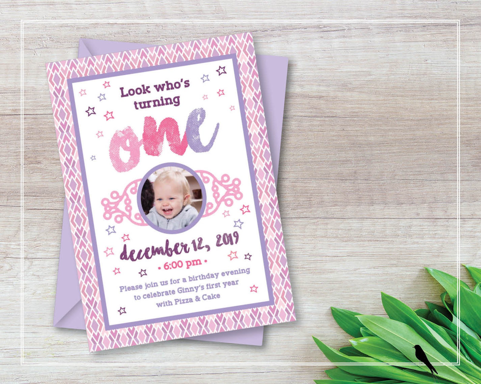 Printable Star Birthday Invitation One Year Old Birthday Etsy