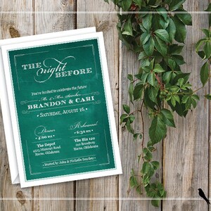 Printable Rehearsal Dinner Invitation - Wedding Rehearsal Dinner Invitation - Elegant Dark Teal The Night Before Invitation - Custom Color