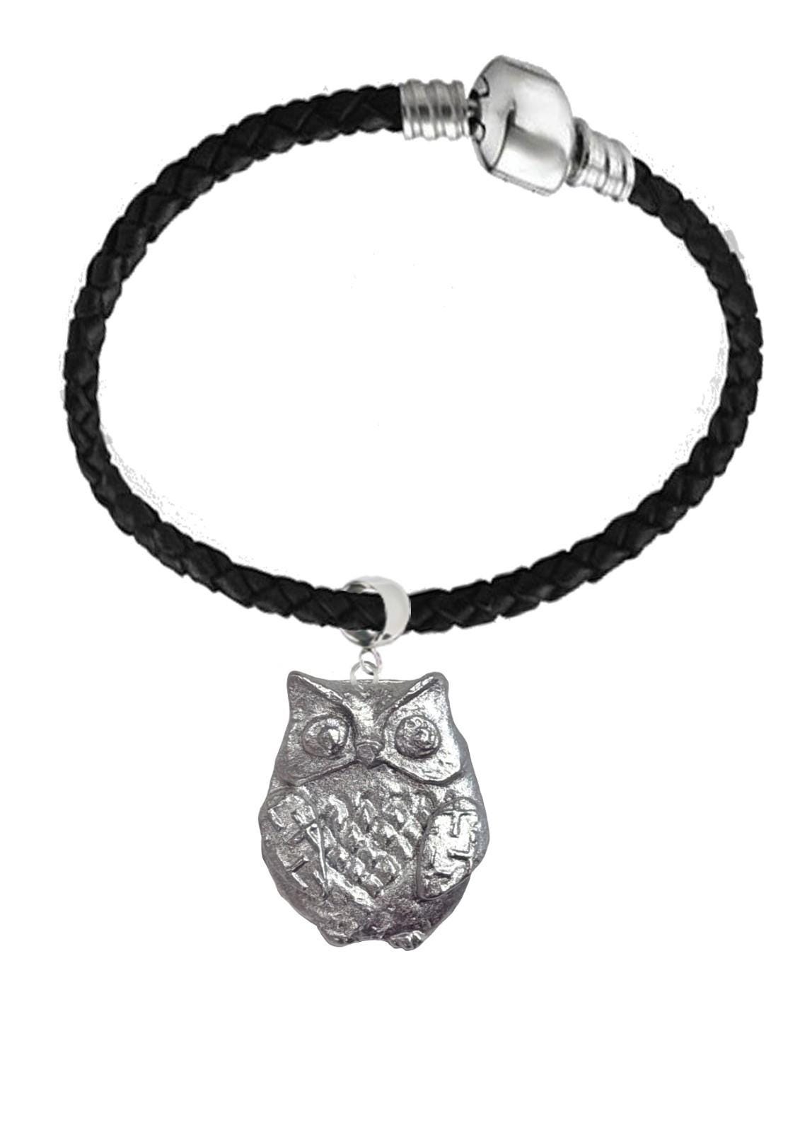 codeZ37 Scops Screech Owl on lobster Clasp charm bail bracelet Belcher Zip Puller