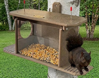 Covered Squirrel Feeder 2 Corn Spikes Wall/Tree Mount Recycled USA Handmade