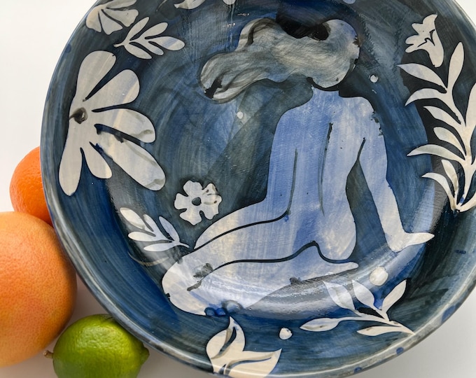 Featured listing image: Female Figure Floral Fruit Bowl