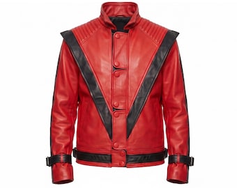 Michael Jackson Thriller Jacket | Red Black Leather MJ Cosplay Costume