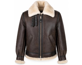 Leon Kennedy Sheepskin Leather Jacket | B3 Bomber Aviator Coat | RE4 Cosplay Outfit