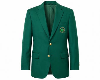 Championship Green Golf Blazer | Classic Tournament Style Jacket | Embroidered Golf Crest Coat