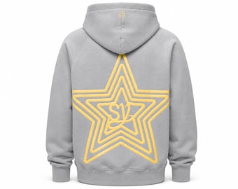 Salish Matter Sincerely Yours Holiday Star Hoodie | Grey Gold Star Sweatshirt