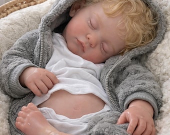 18 Inch Silicone Reborn Doll - Full Body Soft Solid Silicone Baby Girl - Open Mouth Newborn Dolls with Hand Rooted Blonde Hair