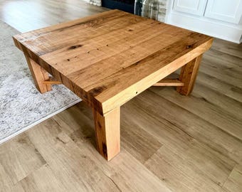 Rustic Solid Wood Farmhouse Coffee Table | Modern Living Room Table