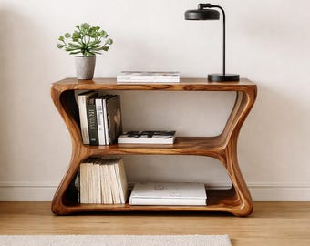 Mesita auxiliar rústica de estilo granja moderna / Muebles de entrada de madera maciza