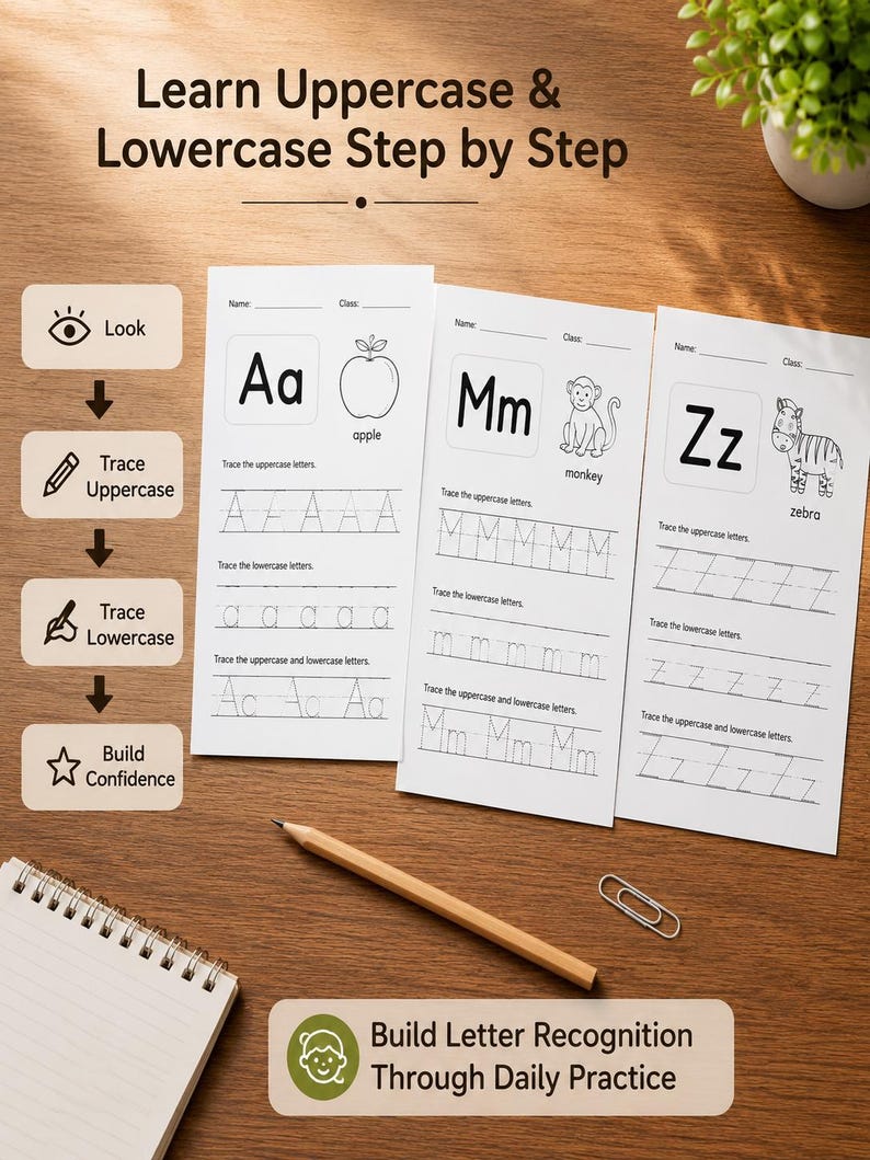 Alphabet Tracing Worksheets A-Z | Letter Tracing Practice | Uppercase ...