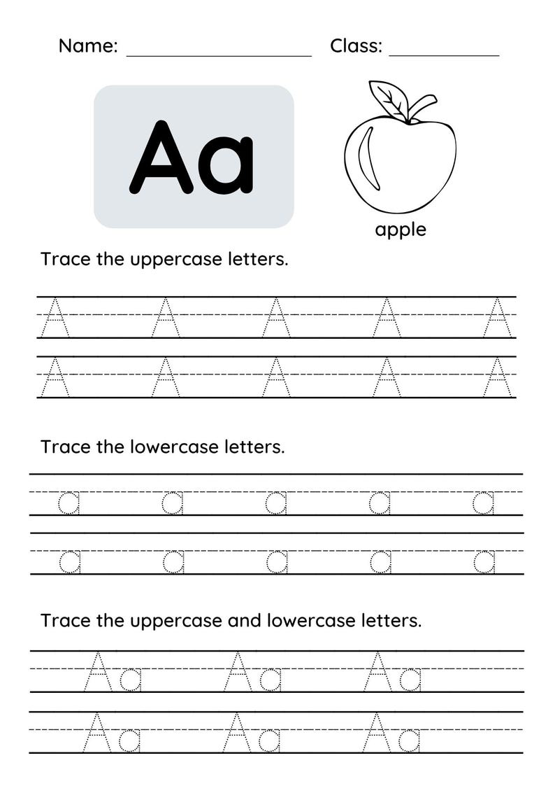 Alphabet Tracing Worksheets A-Z | Letter Tracing Practice | Uppercase ...