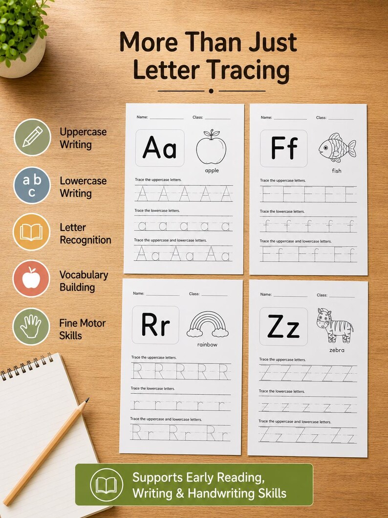 Alphabet Tracing Worksheets A-Z | Letter Tracing Practice | Uppercase ...