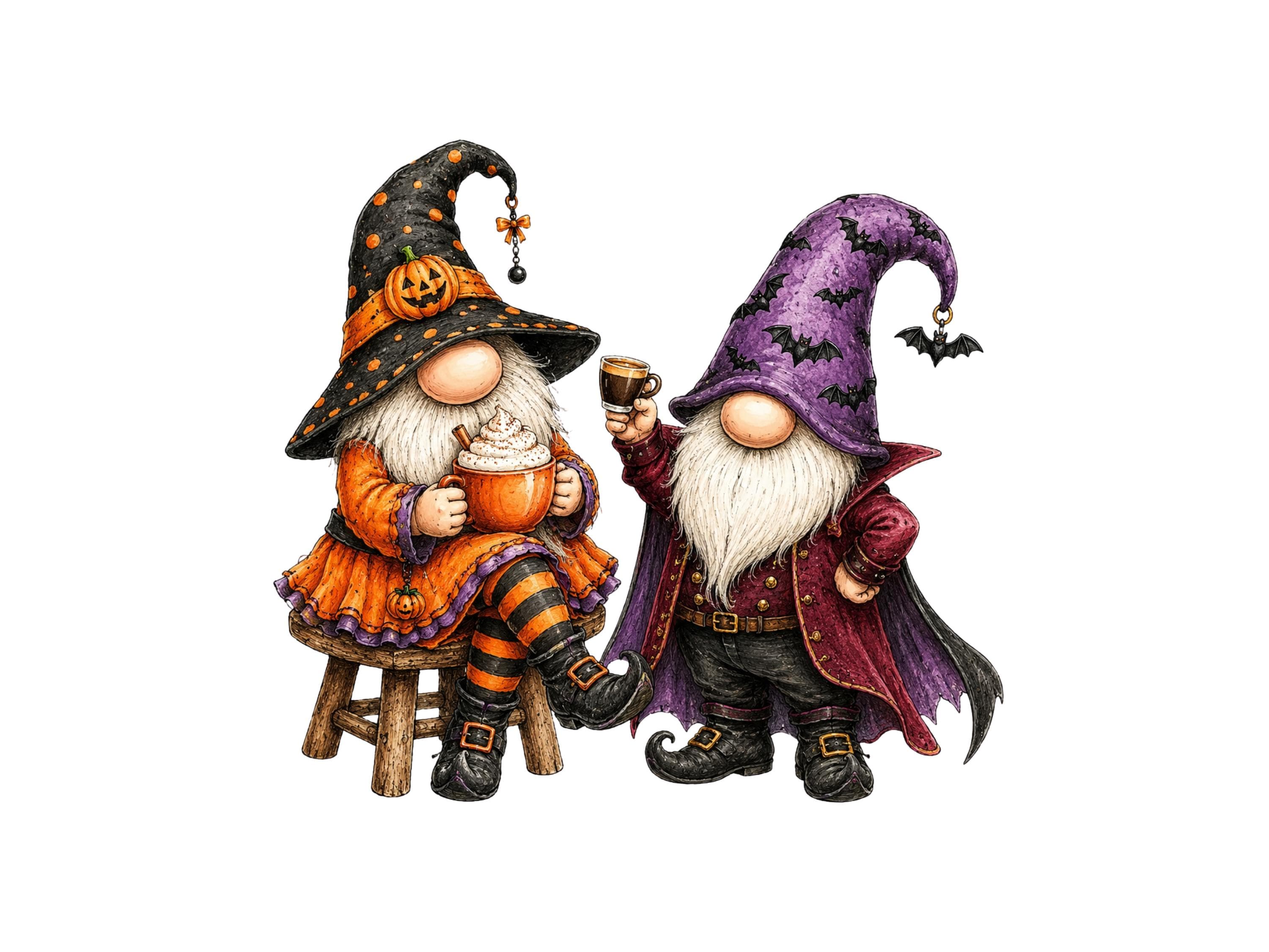 10 Halloween Owl PNG Bundle – Watercolor Pumpkin Witch Ghost Owl Clipart – Sublimation D