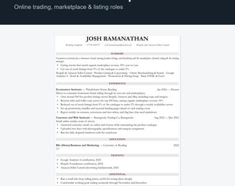 Ecommerce CV Template UK | Online Trading & Marketplace Resume, Word