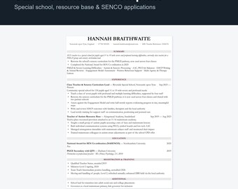 SEN Teacher CV Template UK | Special Needs Teaching Resume, Word & Google Docs
