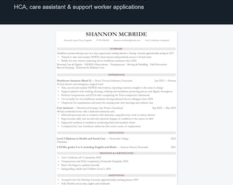 Modèle de CV d'aide-soignant(e) | CV d'auxiliaire de vie (Word et Google Docs) | Curriculum Vitae d'aide à domicile | Téléchargement instantané