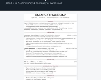 Modèle de CV pour sage-femme | CV de sage-femme (Word et Google Docs) | Curriculum Vitae pour sage-femme communautaire (niveau 5) | Téléchargement instantané