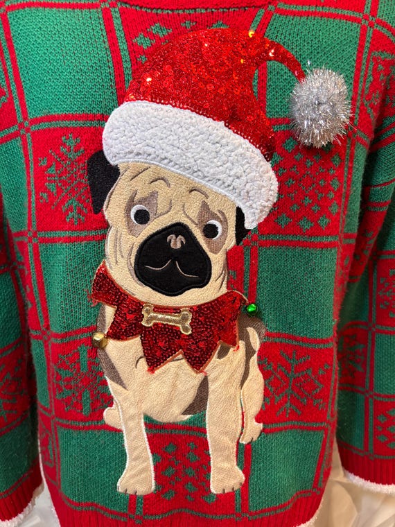 Ugly Christmas Sweater Festive Pug 33 Degrees Woman’s Sz XXL View 3