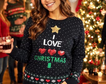 Almost Famous Christmas Sweater ‘I Love Christmas’ Size S 37"