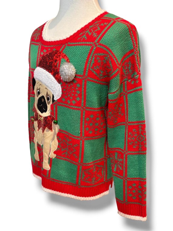 Ugly Christmas Sweater Festive Pug 33 Degrees Woman’s Sz XXL View 6