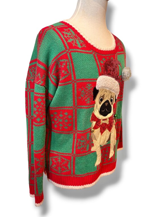 Ugly Christmas Sweater Festive Pug 33 Degrees Woman’s Sz XXL View 4