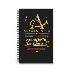 Gold Manifestation Journal Spiral Journal | Black & Gold Celestial Notebook