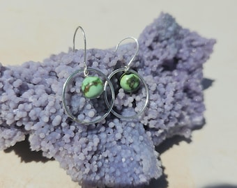Hoop earrings with turquoise bead