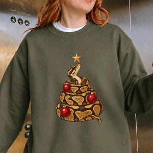 Ball Python Christmas Sweatshirt, Snake Christmas Tree Shirt, Reptile Lover Holiday Gift | Sizes S-5XL