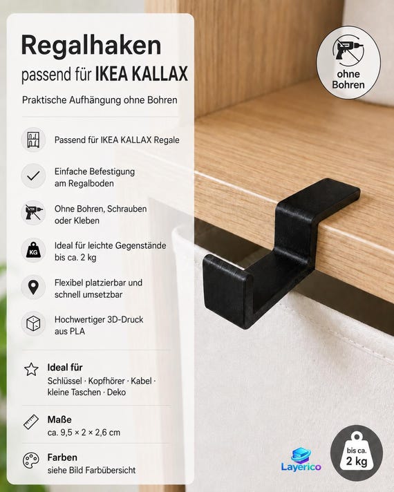 Regalhaken passend für IKEA KALLAX – Klemmhaken für Regalkante ohne Bohren