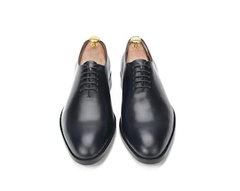 Richelieus noirs patinés pour homme – Chaussures habillées en cuir faites main
