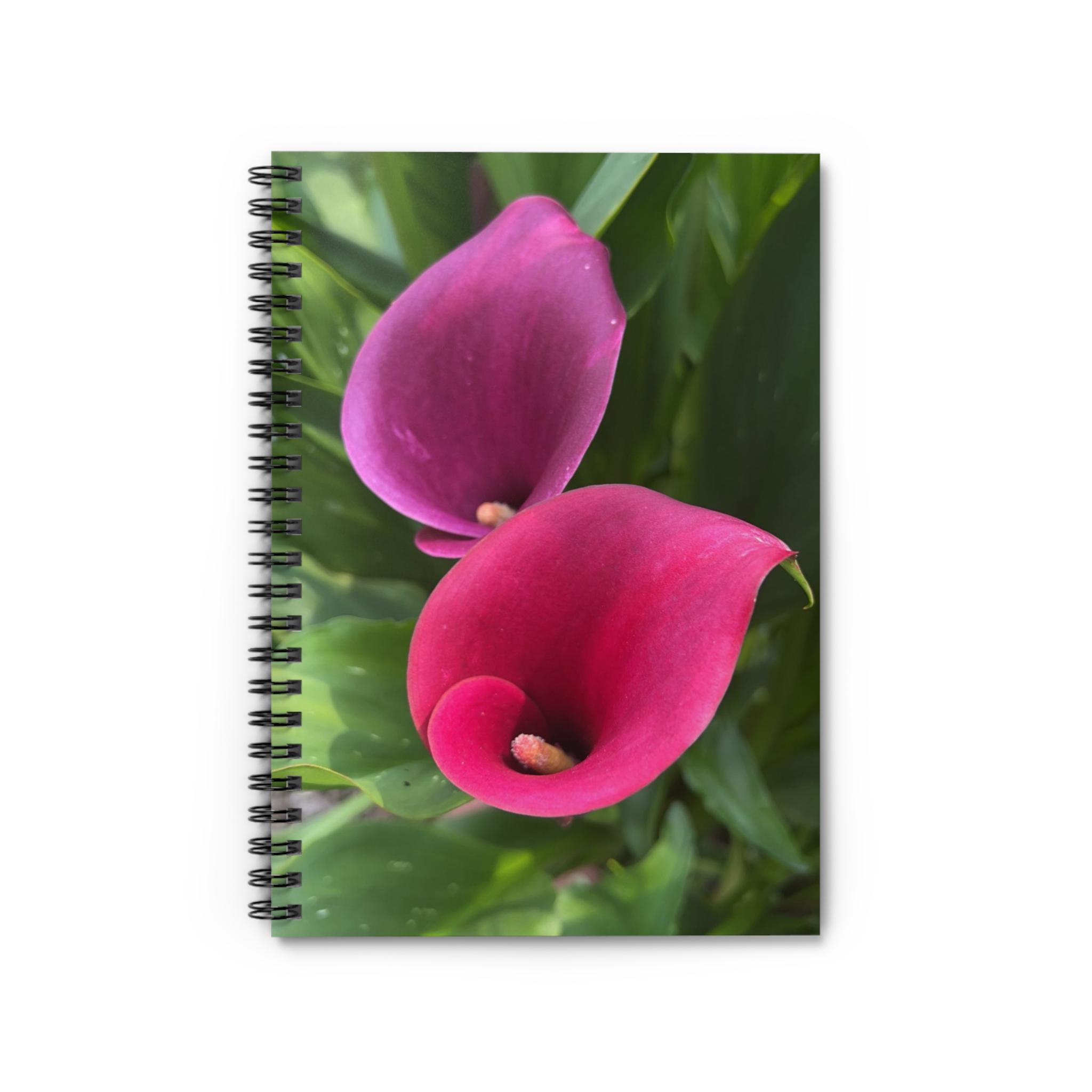 Pink Calla Lily Spiral Notebook — Floral Ruled Journal for Notes ...