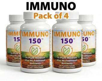 Pack Of 4 IMMUNO 150 Plant Minerals Supplement | Daily Immune Support Formula | 150 Veg Capsules