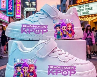 K Pop Demon Hunter Kids Shoes, K Pop Anime Inspired Kids Sneakers | Anime Kpop Shoes for Kids | Anime Sneakers For KPop Fans
