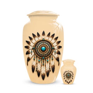 Native American Inspired Dreamcatcher Cremation Urn for Human Ashes Adult,  Personalised Memorial Urn