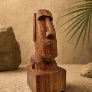 イースター島　木彫り　彫像　ブラウン アンティーク　ヴィンテージ Moai wood carving - Etsy 日本