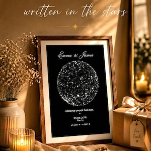 Personalized Star Map Wedding Gift, Custom Night Sky Print, Unique Wedding Present for Couple