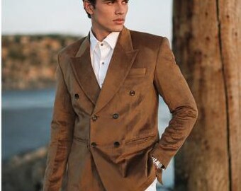 Bruine double-breasted blazer heren | Op vintage geïnspireerd formeel jack