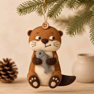 Fish Otter Felt Sewing Pattern, Otter Ornament PDF Pattern, Cute Felt Craft, Beginner Sewing Project, DIY Decor