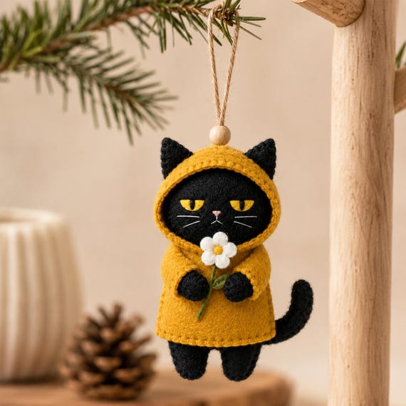 Felt Cat Sewing Pattern, Cat Ornament PDF Pattern, Cozy Felt Craft, Beginner Sewing Project, DIY Decor