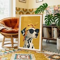 Cool Dalmatian Art | Retro Dog with Bandana Print | Trendy Yellow Aesthetic Decor | Quirky Pet Lover Wall Art | Printable Wall Art product logo
