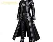 Black Anime Cosplay Coat Fantasy Cosplay Outfit Long Gamer Costume Jacket