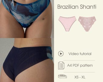 Schnittmuster für brasilianische Slips (PDF) | Mittelhoch geschnittene Unterwäsche | Einfach für Anfänger | A4-Druckvorlage | Digitaler Download | Größen XS-5XL