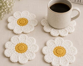 かぎ針編みの花柄コースターセットの型紙