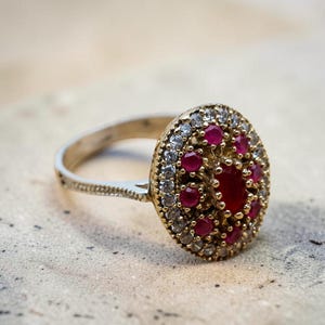 Ruby Ladies Ring-Handmade Ring-925k Sterling Silver-Gift For Her-Turkish Design Women's Ring