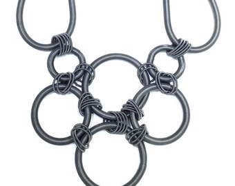 Stunning Slate Piano Wire Necklace with Loops