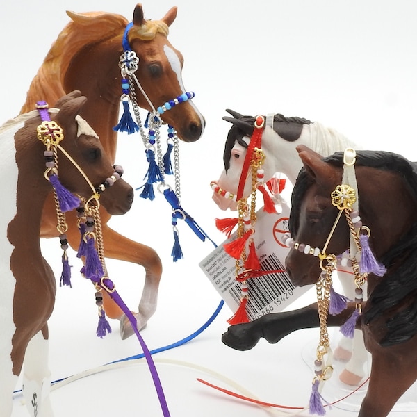 Handgefertigtes Perlenhalfter für Schleich model Pferde Pferde Chevaux Caballo Cavallo