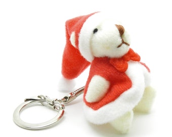 Tiny Christmas Teddy Bear Santa key chain \ Christmas gift